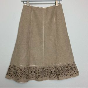 Ann Taylor Wool Skirt with Embroidery
